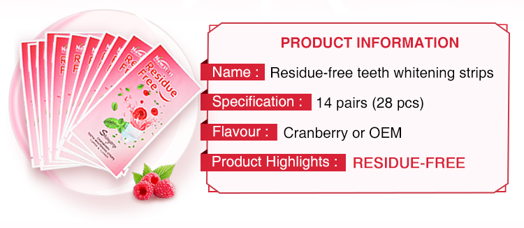 Cranberry Flavor Gel Residue Free Teeth Whitening Strips