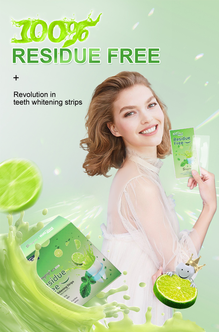 Lime Flavor Gel Residue Free Teeth Whitening Strips