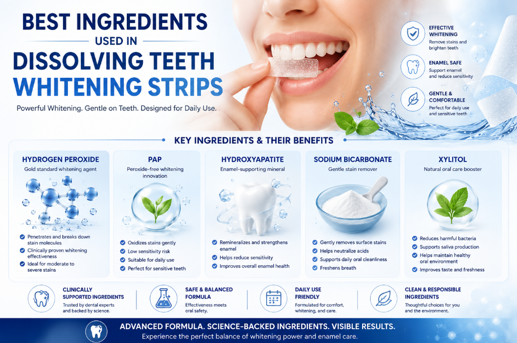 Best Ingredients Used in Dissolving Teeth Whitening Strips